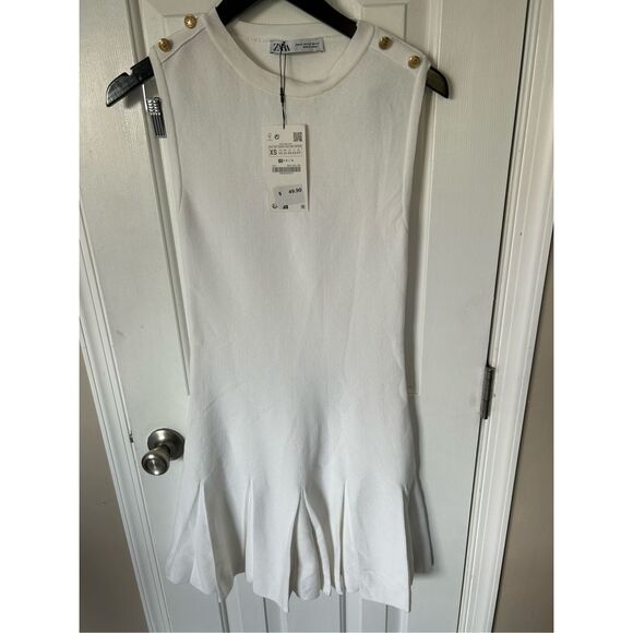 Zara white flared dress size XS knitted - Picture 1 of 5